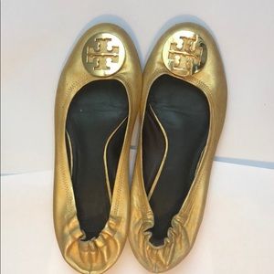 Tory Burch Gold Flats